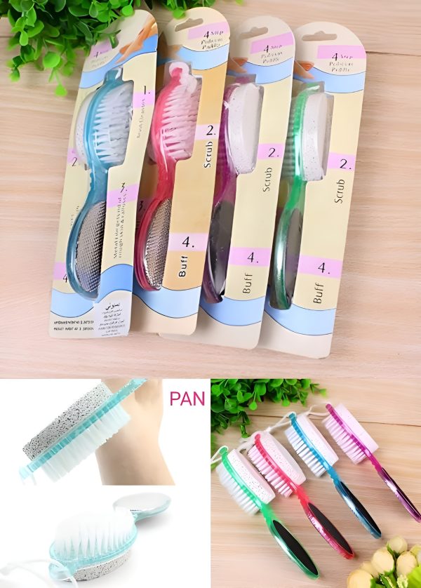 4 In 1 Foot Scrubber | Multi Use Pedicure Paddle Brush – 4 Step Pedicure Cleanse, Scrub, File And Buff (random Color)