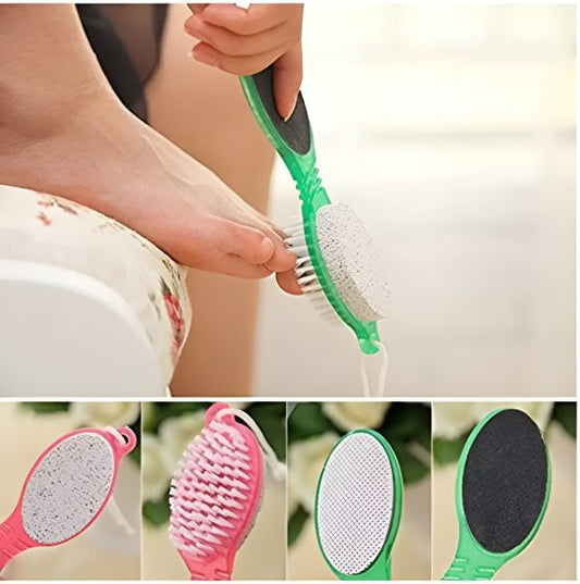 4 In 1 Foot Scrubber | Multi Use Pedicure Paddle Brush – 4 Step Pedicure Cleanse, Scrub, File And Buff (random Color)